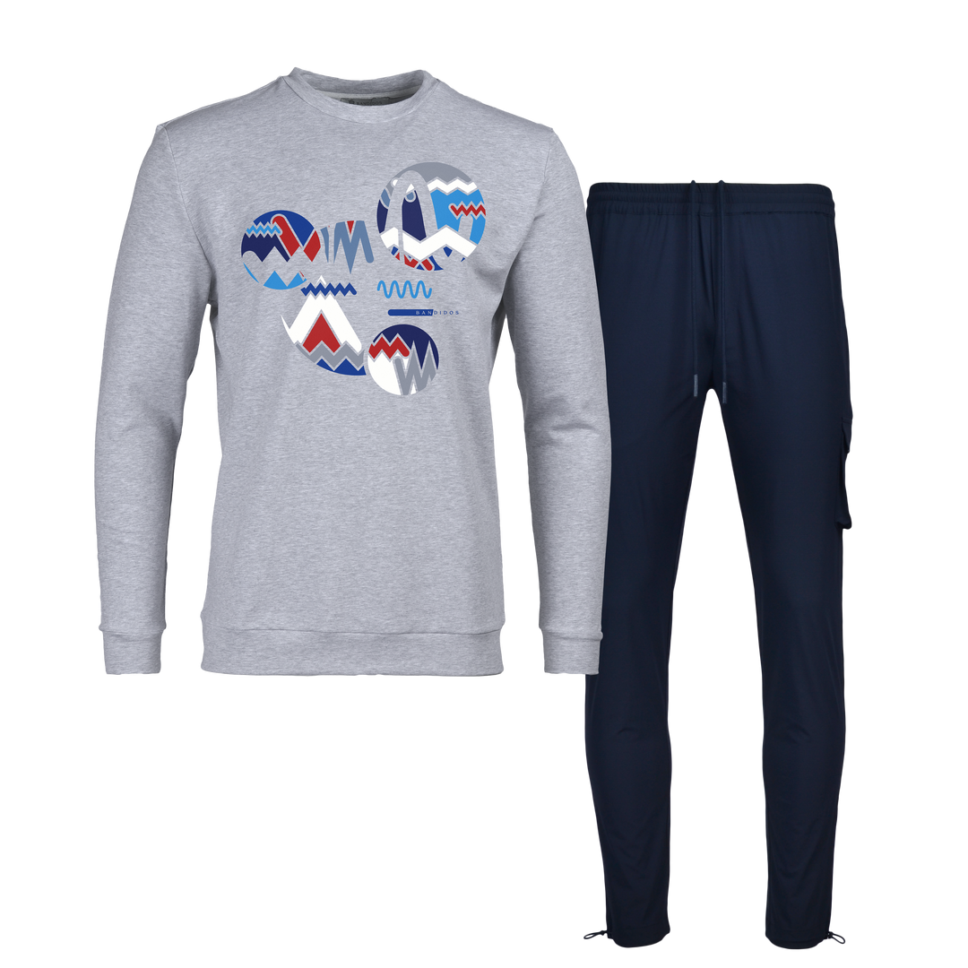 Oscillate Circles Blue - Men's Sweatshirt Cargo Set