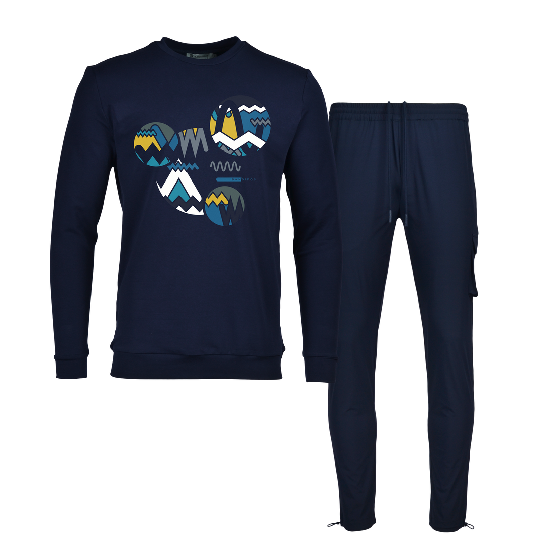 Oscillate Circles Teal - Men's Sweatshirt Cargo Set