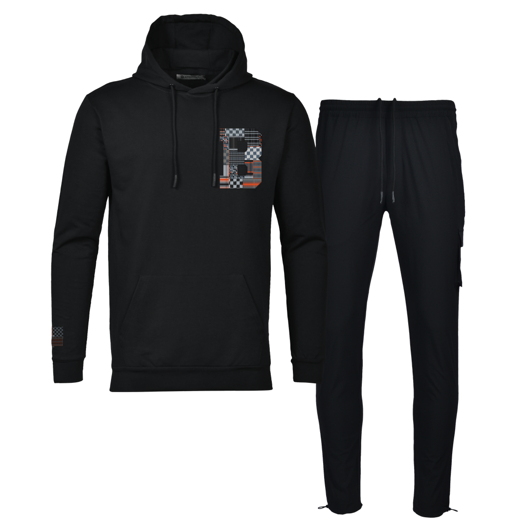 Patch B Black - Men's Hoodie Cargo Set