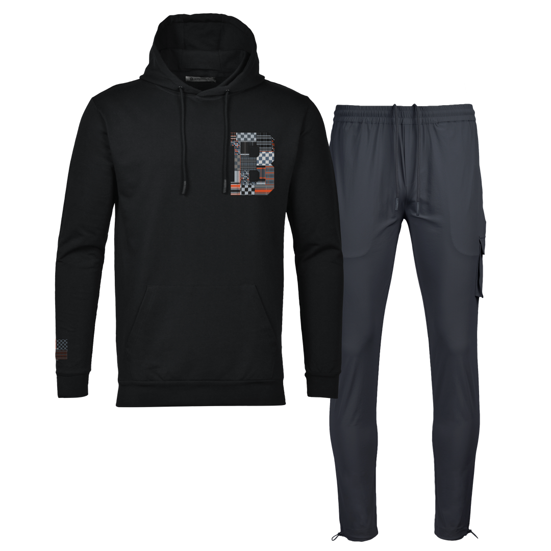 Patch B Black - Men's Hoodie Cargo Set