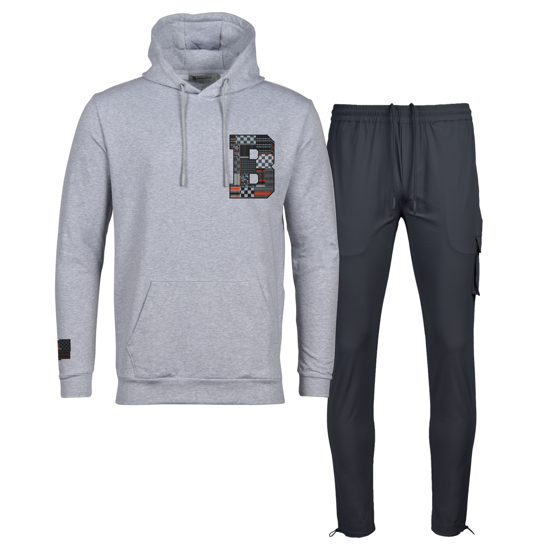 Patch B Black - Men's Hoodie Cargo Set