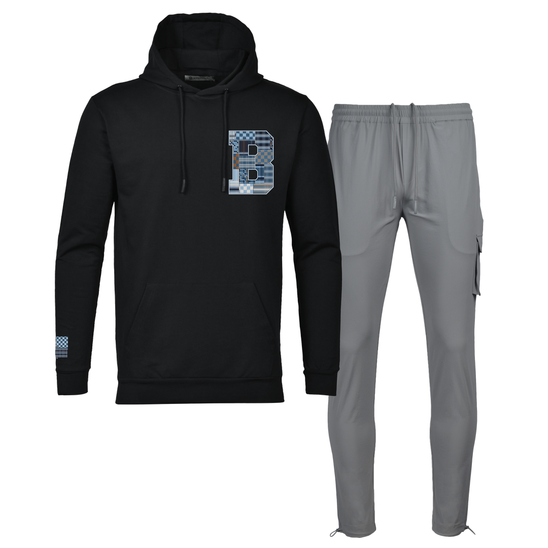 Patch B Blue - Men's Hoodie Cargo Set