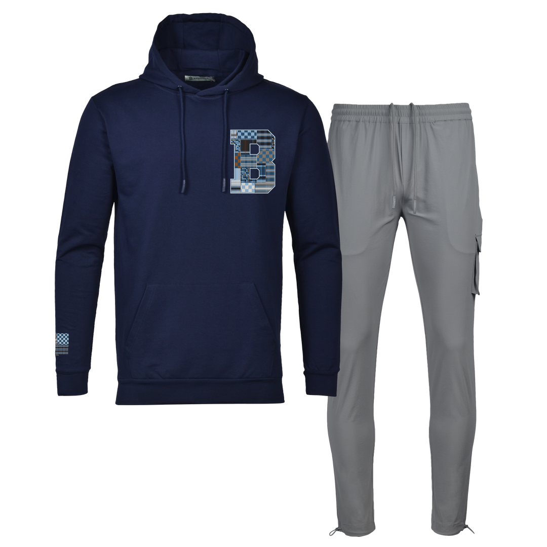 Patch B Blue - Men's Hoodie Cargo Set
