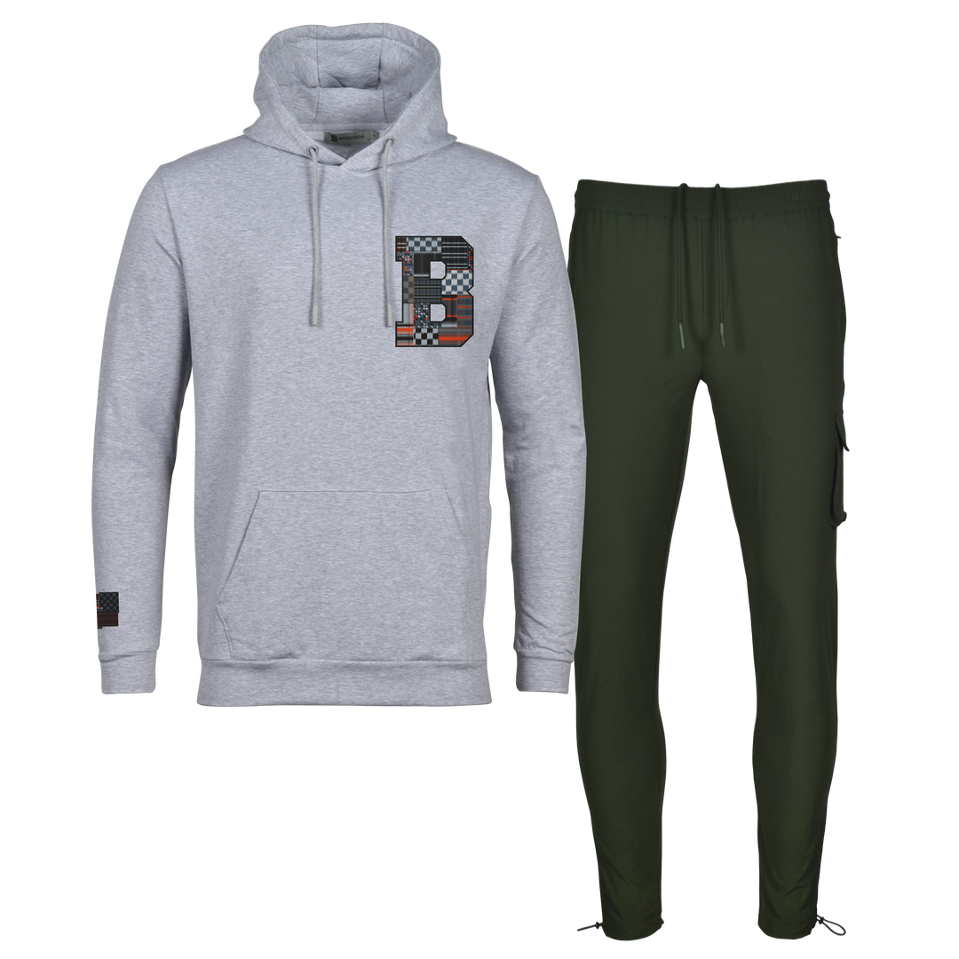 Patch B Black - Men's Hoodie Cargo Set