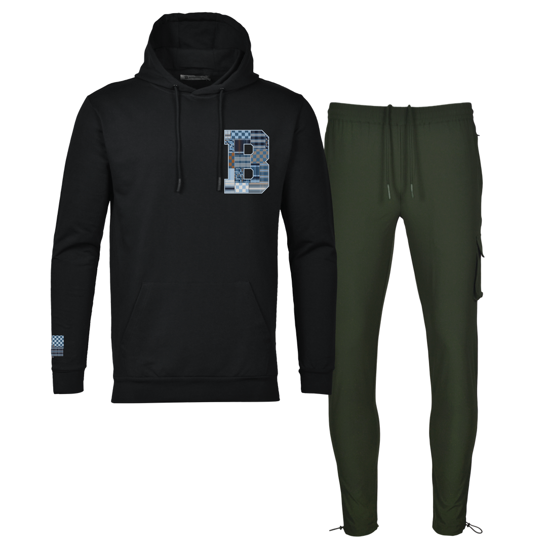 Patch B Blue - Men's Hoodie Cargo Set