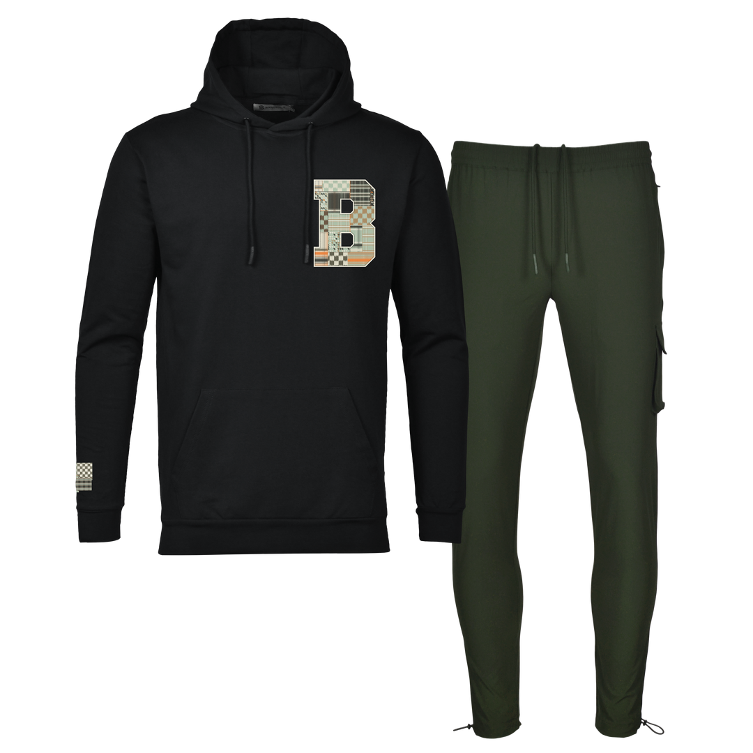 Patch B Green - Men's Hoodie Cargo Set