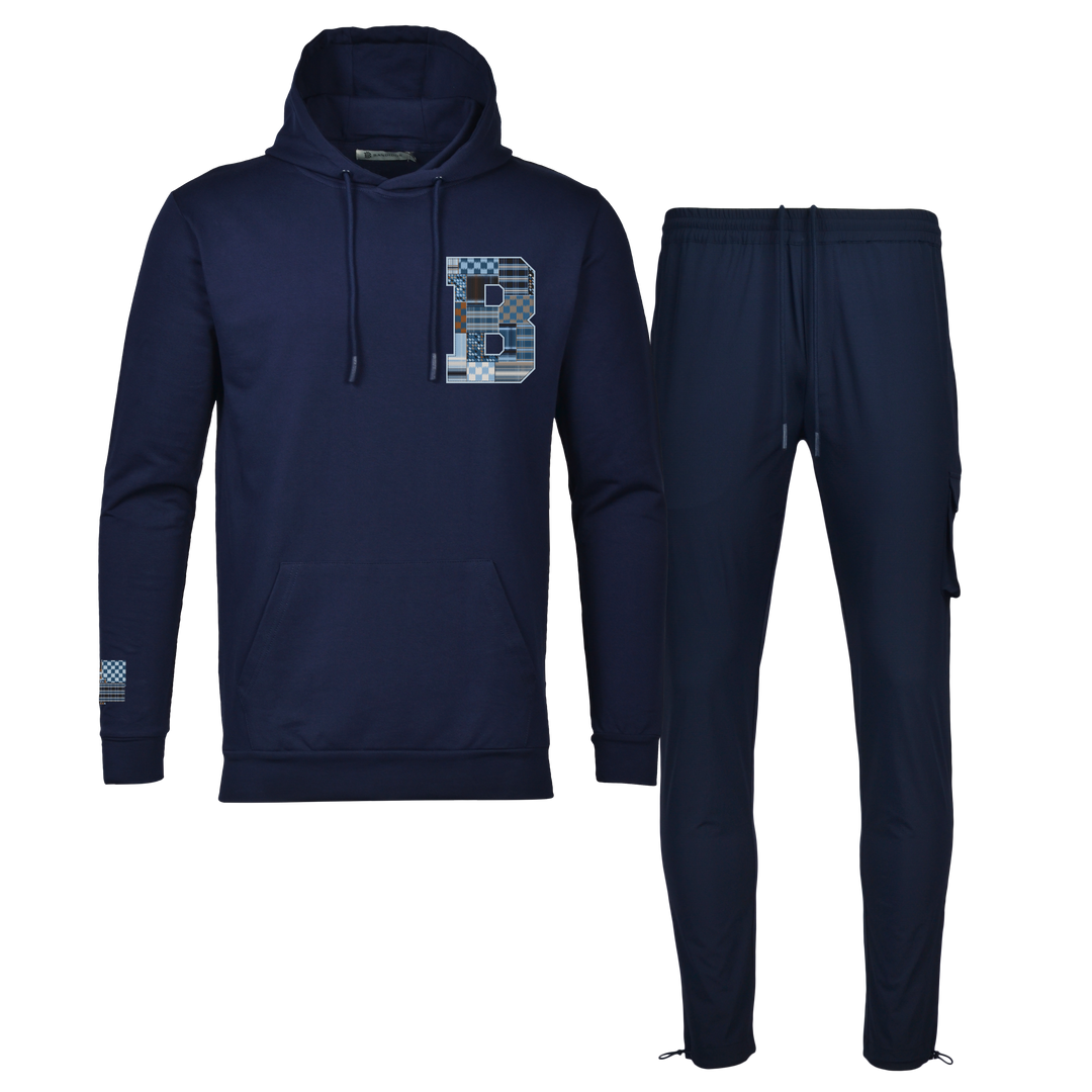 Patch B Blue - Men's Hoodie Cargo Set