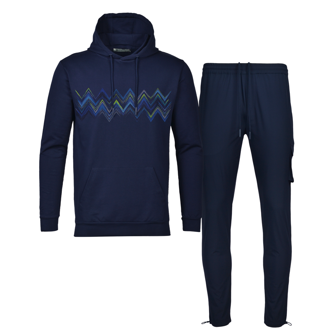 Space Zig Blue - Men's Hoodie Cargo Set