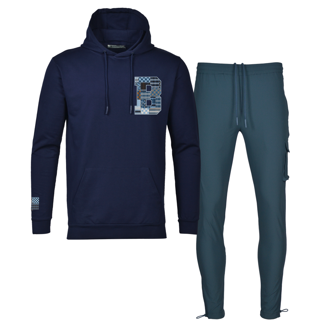 Patch B Blue - Men's Hoodie Cargo Set