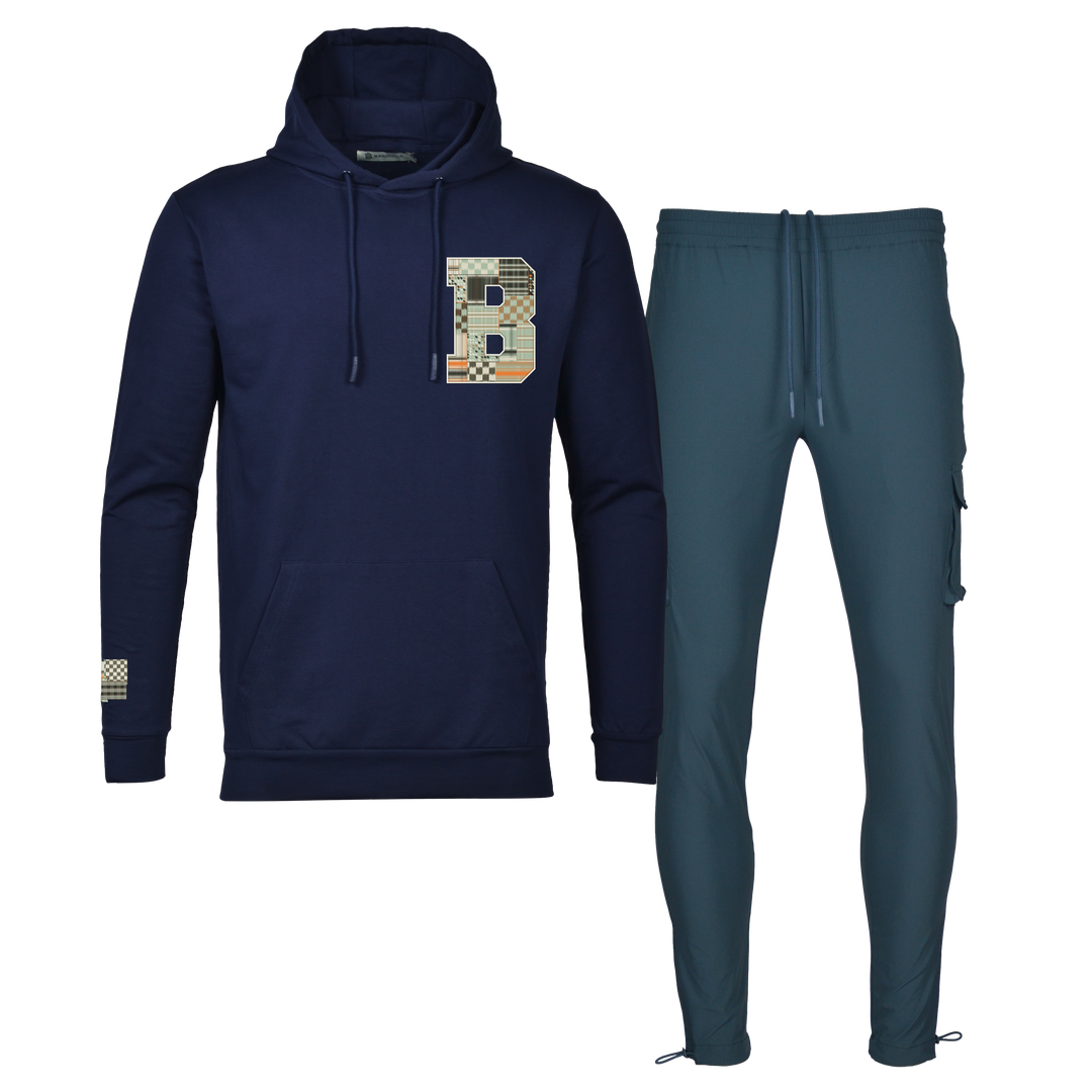 Patch B Green - Men's Hoodie Cargo Set