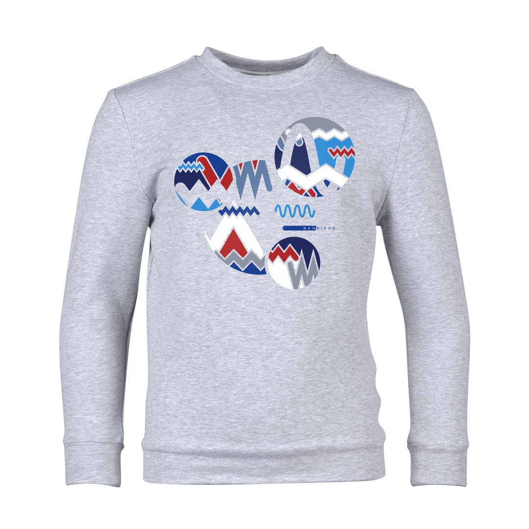 Oscillate Circles Blue - Kid's Cotton Sweatshirt