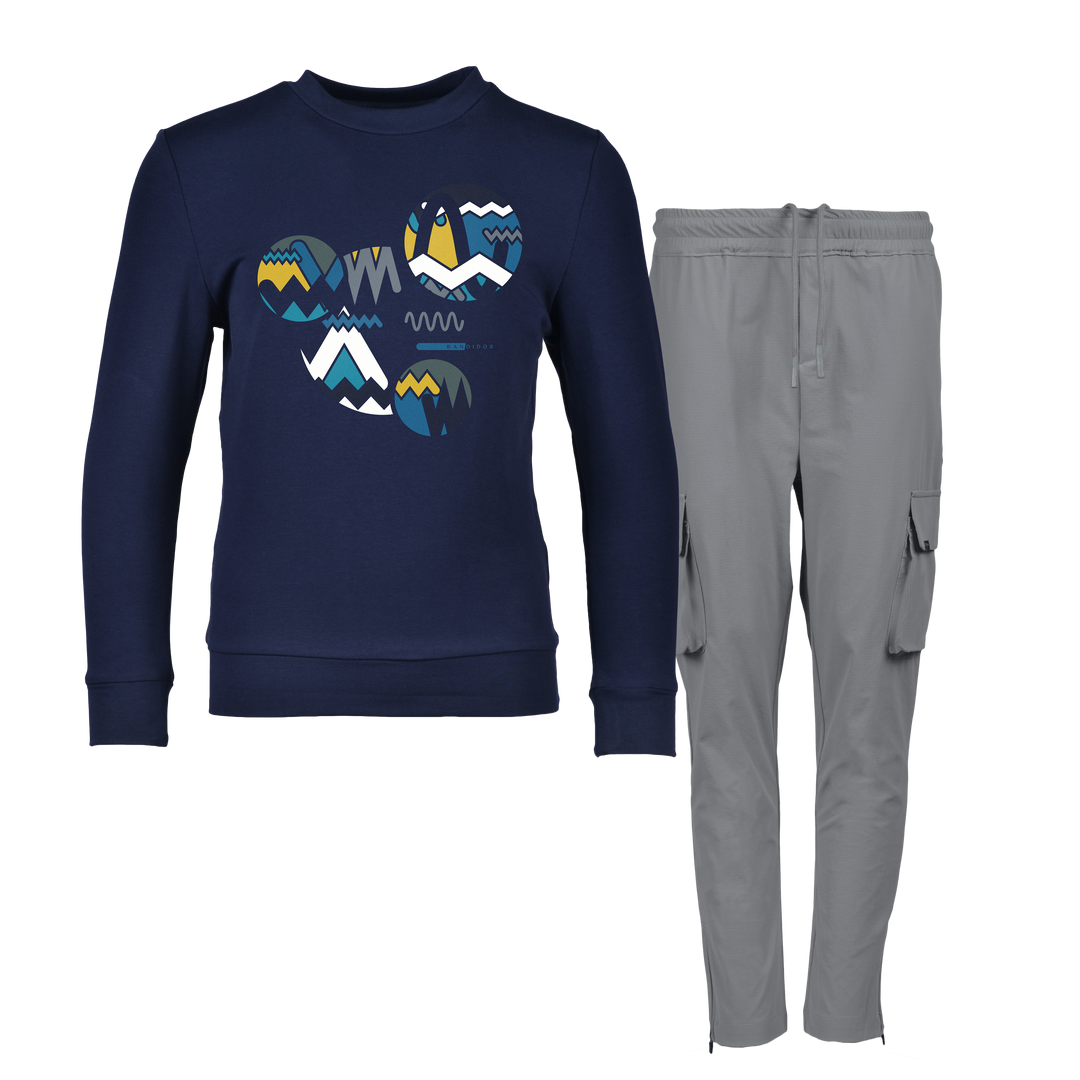 Oscillate Circles Teal - Kids's Sweatshirt Cargo Set