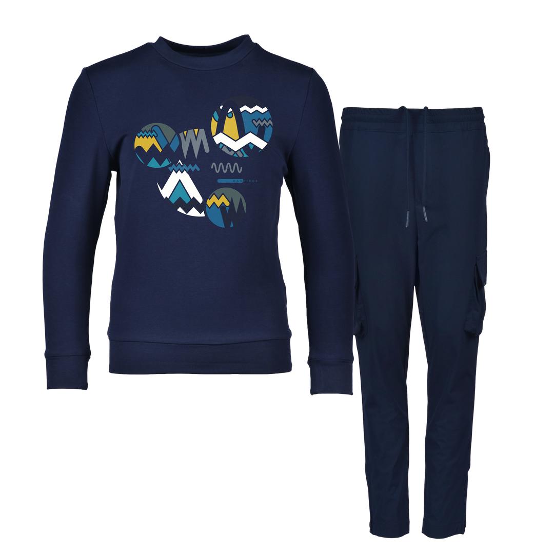 Oscillate Circles Teal - Kids's Sweatshirt Cargo Set