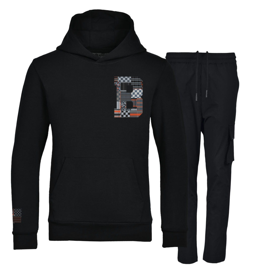 Patch B Black - Kids Hoodie Cargo Set