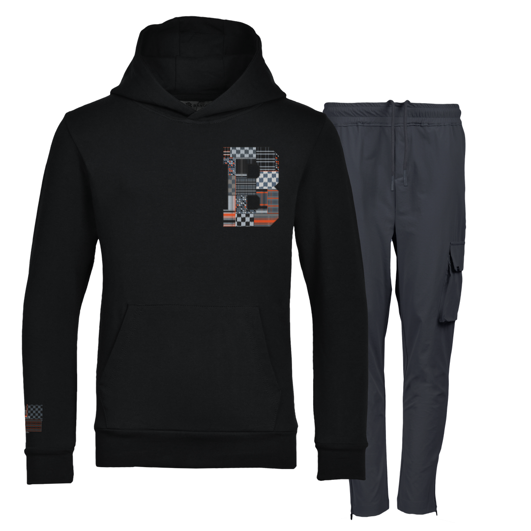 Patch B Black - Kids Hoodie Cargo Set