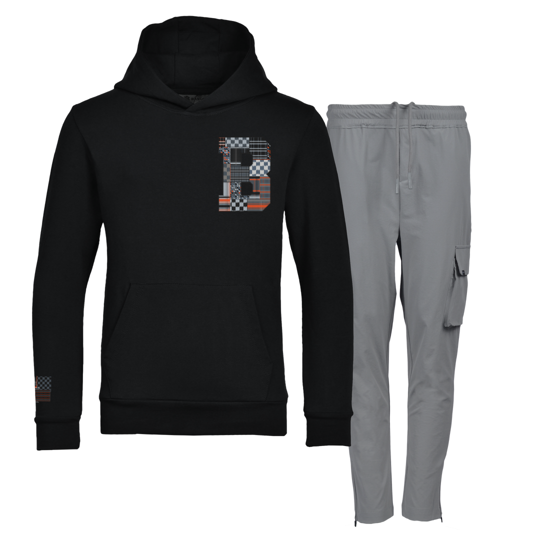 Patch B Black - Kids Hoodie Cargo Set