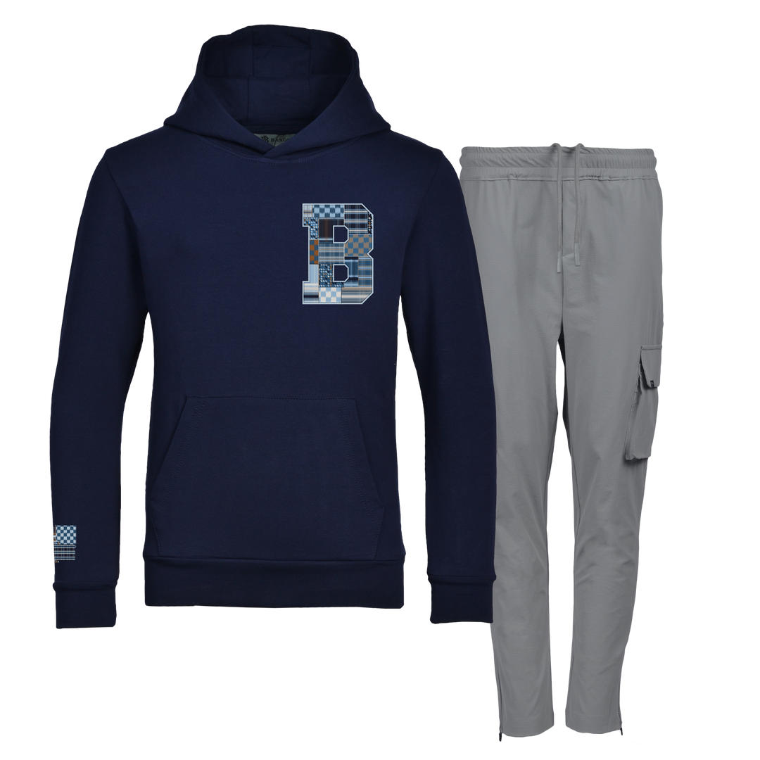 Patch B Blue - Kids Hoodie Cargo Set