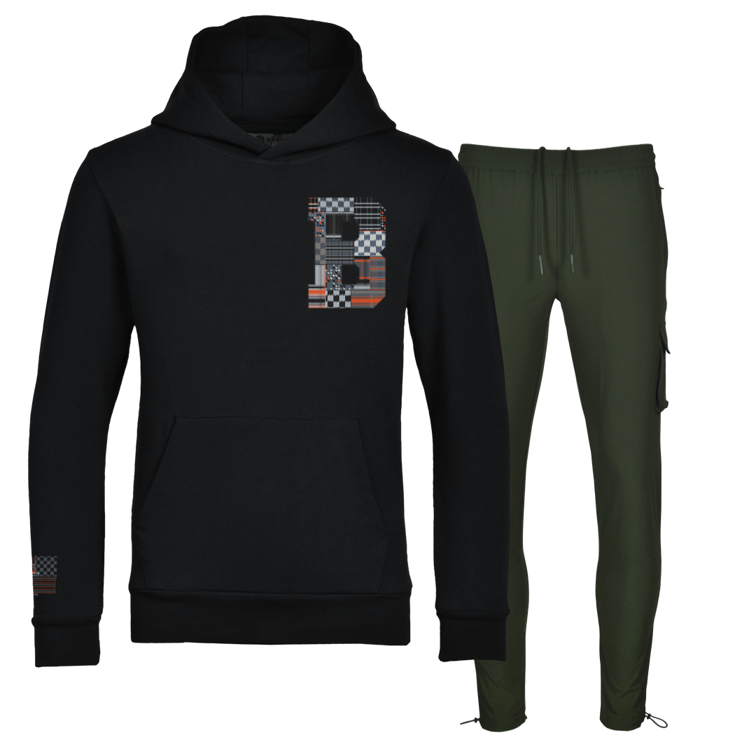 Patch B Black - Kids Hoodie Cargo Set