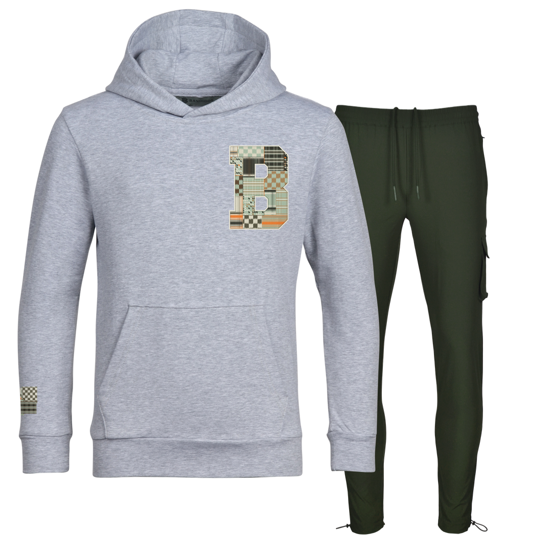 Patch B Green - Kids Hoodie Cargo Set