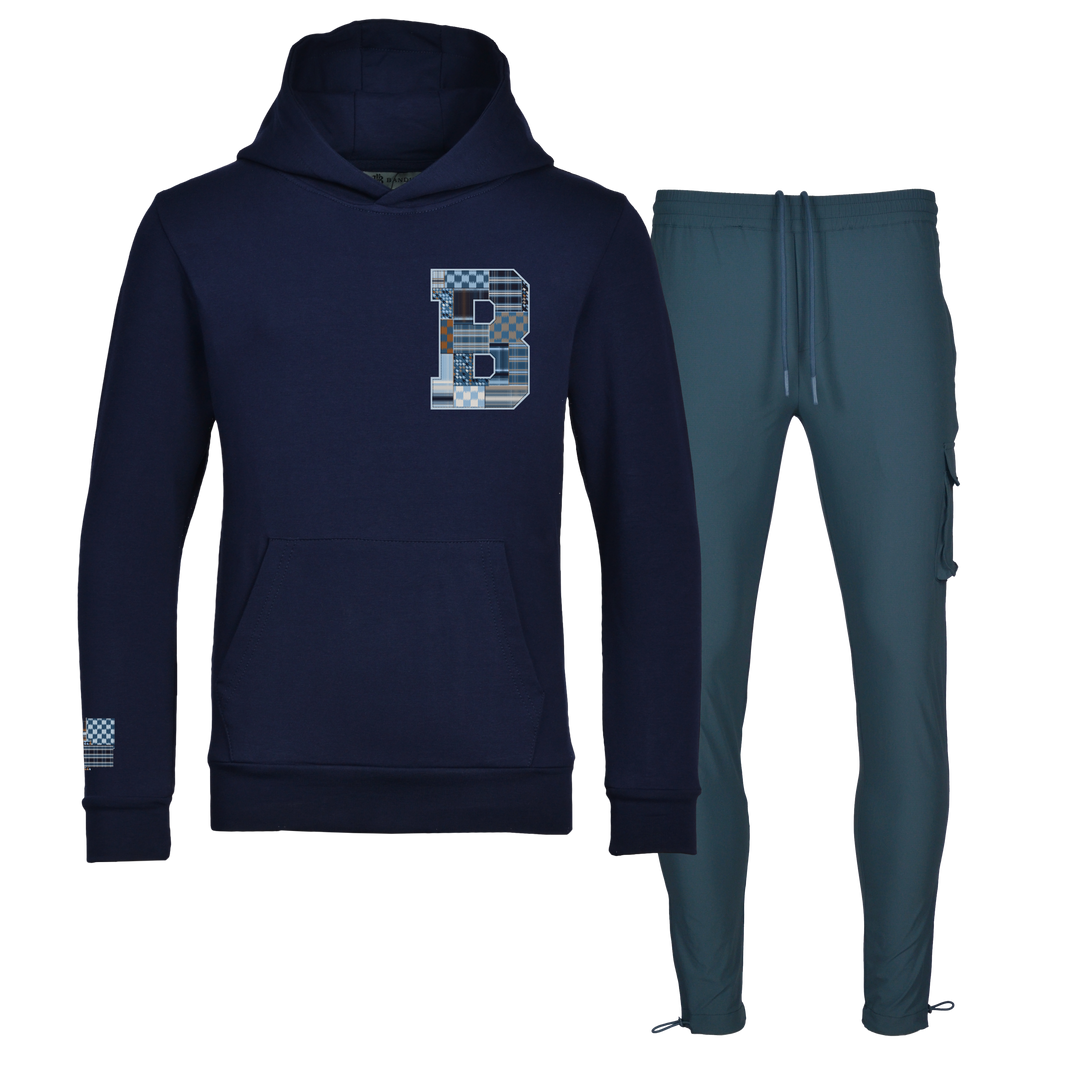 Patch B Blue - Kids Hoodie Cargo Set