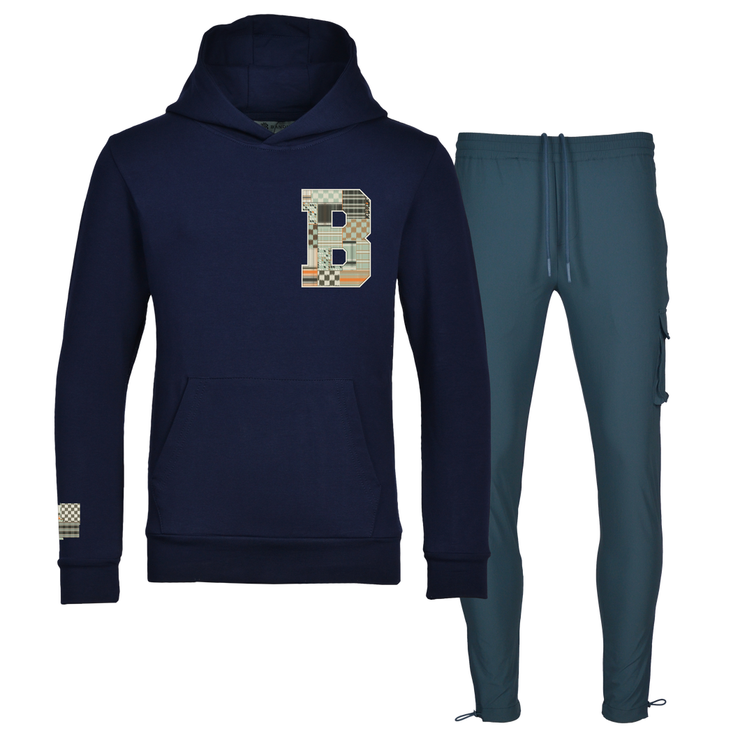 Patch B Green - Kids Hoodie Cargo Set