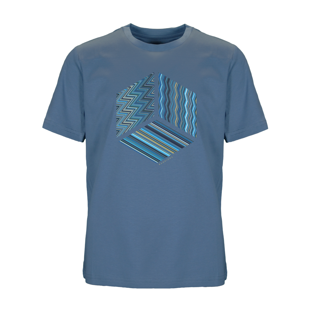 Multi Zig Navy Cube - Kid's T-Shirt