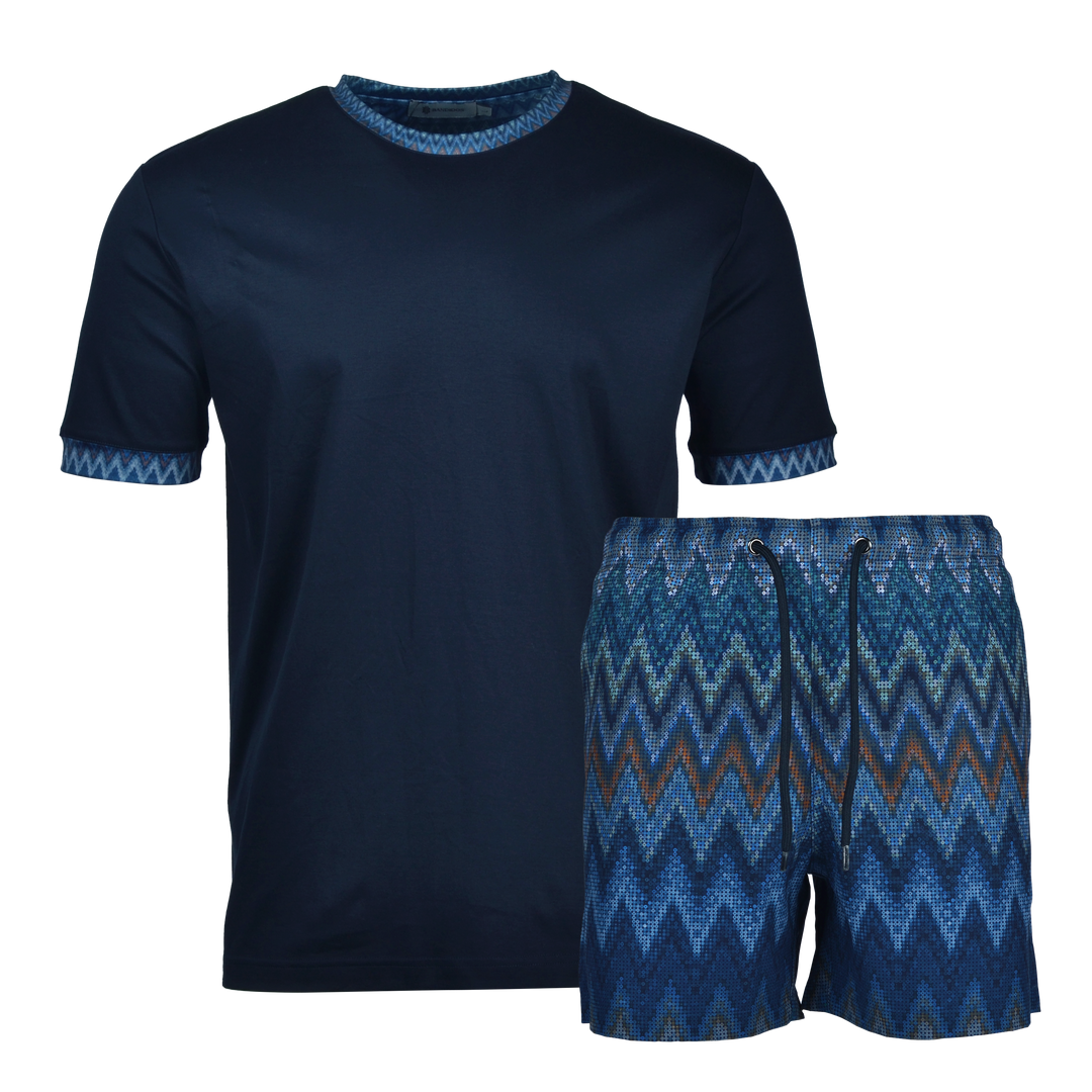 Sequin Zig Dubai Pattern Collar - Kids T-Shirt & Swim Short Set
