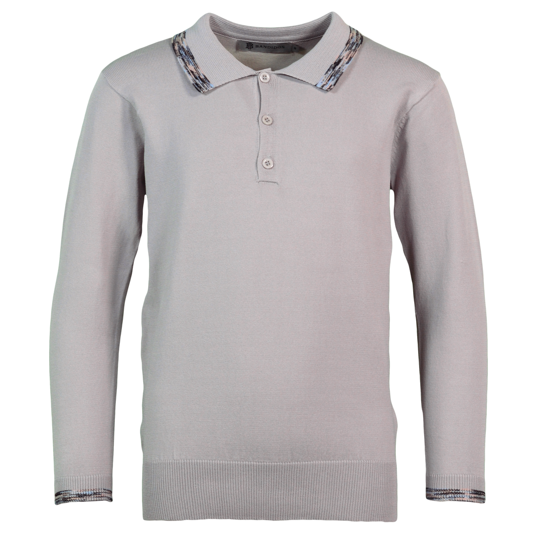 Kid's Space-Dye Trim Long Sleeve Polo