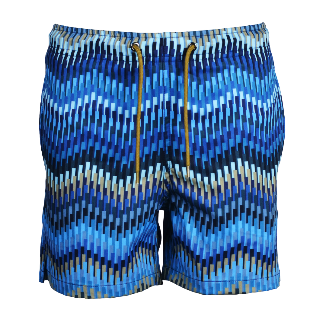 Line Zig Navy Bar - Kid's T-shirt & Swim Short Set