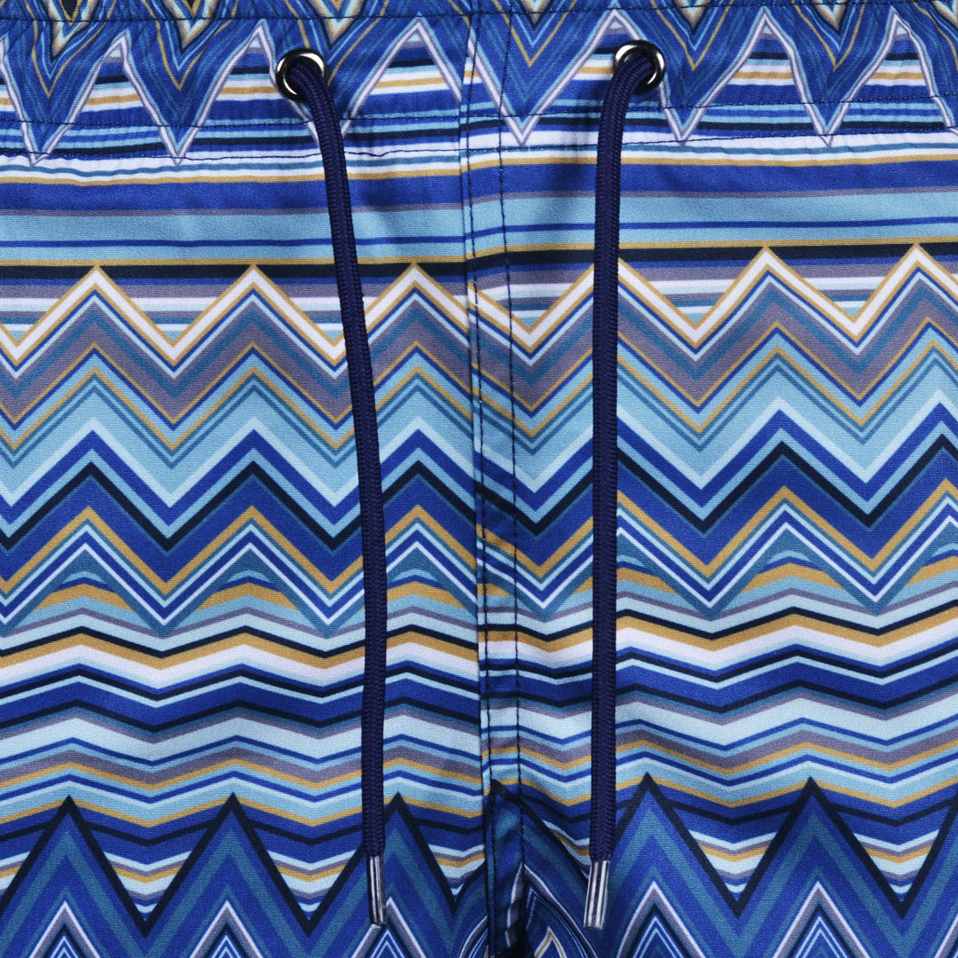 Multi Zig Navy Gold Waveform - Kid's T-shirt & Swim Short Set
