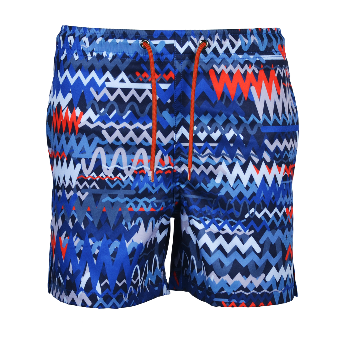 Oscillate Blue Red Chest - Kid's T-shirt & Swim Short Set
