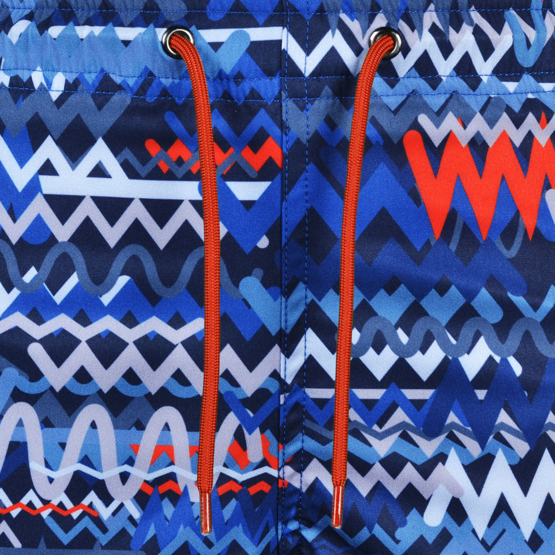 Oscillate Blue Red Chest - Kid's T-shirt & Swim Short Set