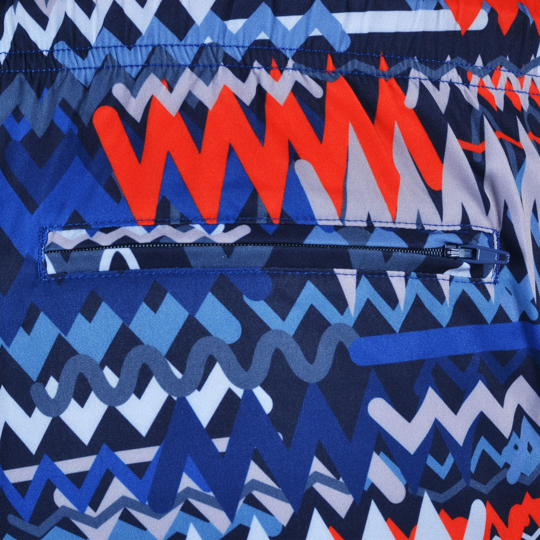 Oscillate Blue Red Chest - Kid's T-shirt & Swim Short Set