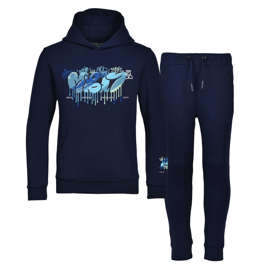 Graffiti Blue - Kid's Hoodie Tracksuit