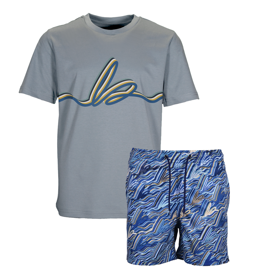 Autograph Navy Gold - Kid's T-shirt & Swim Short Set