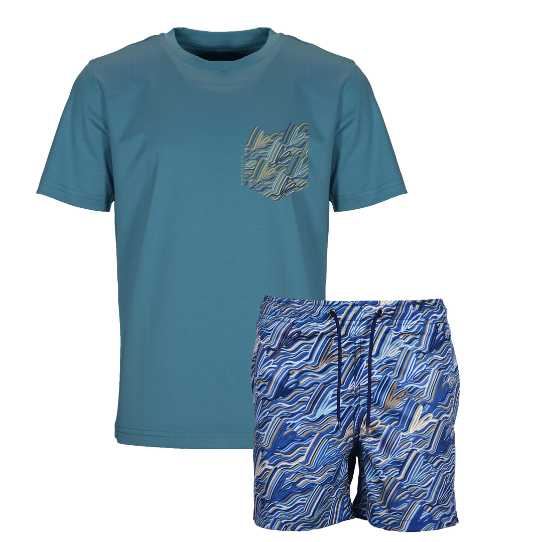 Autograph Navy Gold Pocket - Kid's T-shirt & Swim Short Set