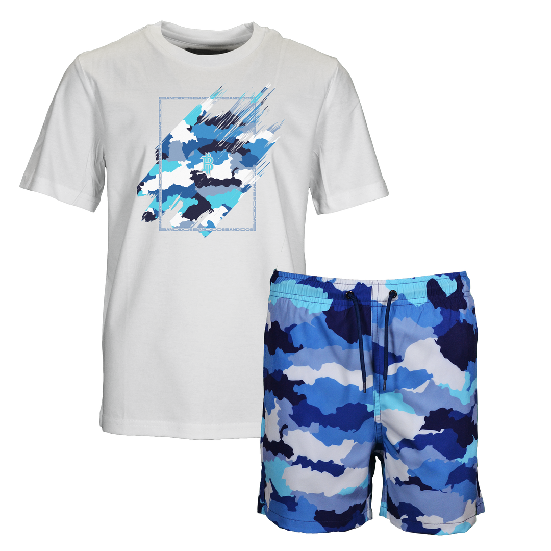 Camo Blue - Kid's T-shirt & Swim Short Set