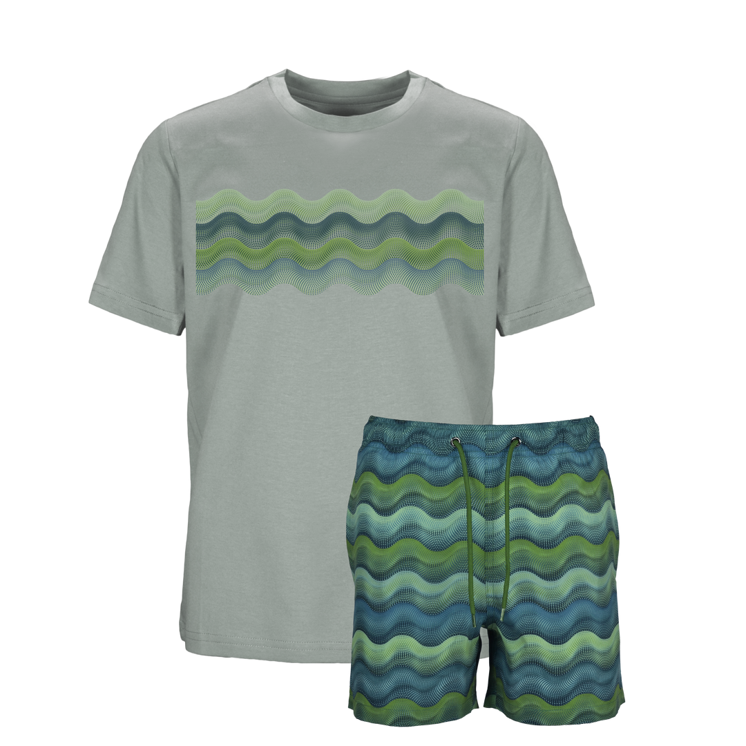Dot Waves Bali Bar - Kids T-Shirt & Swim Short Set