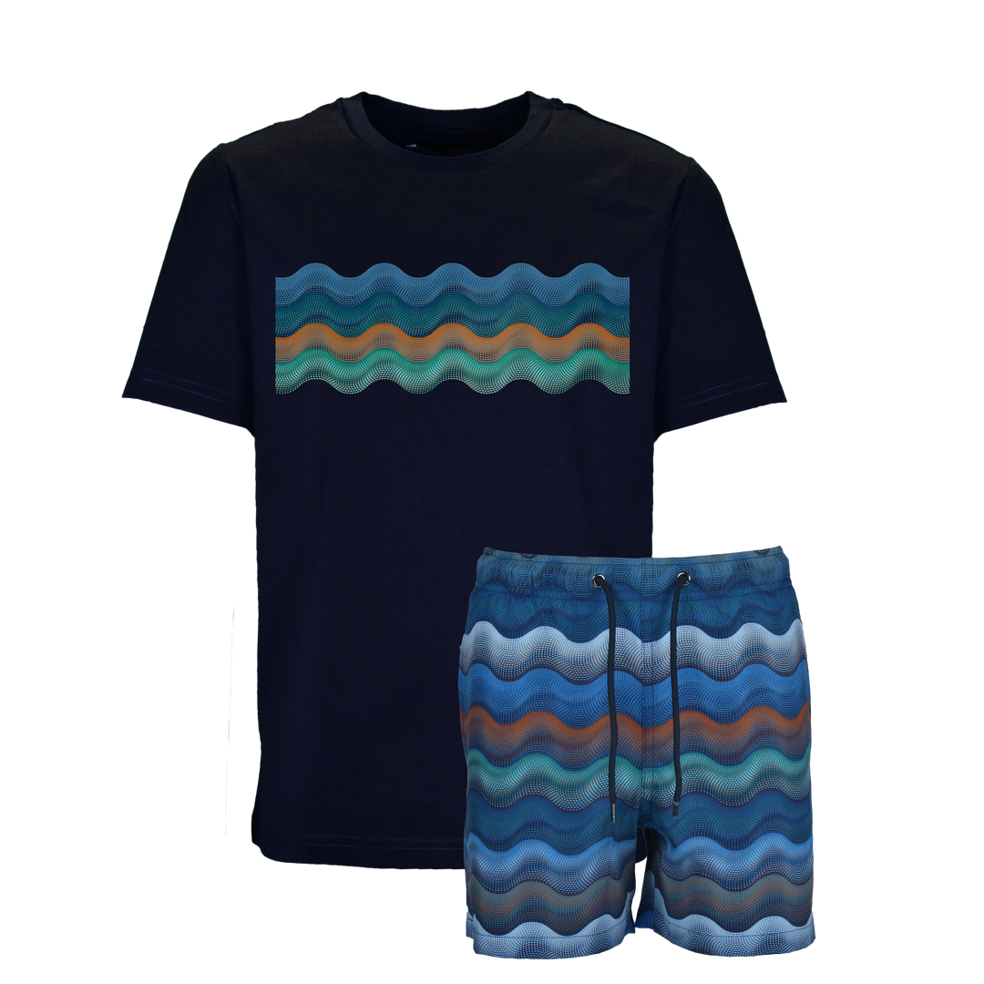 Dot Waves Dubai Bar - Kids T-Shirt & Swim Short Set