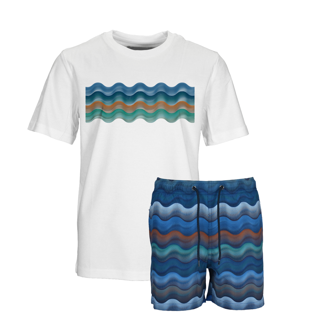 Dot Waves Dubai Bar - Kids T-Shirt & Swim Short Set