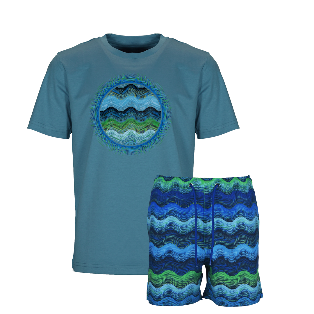 Dot Waves Hawaii Orb - Kids T-Shirt & Swim Short Set
