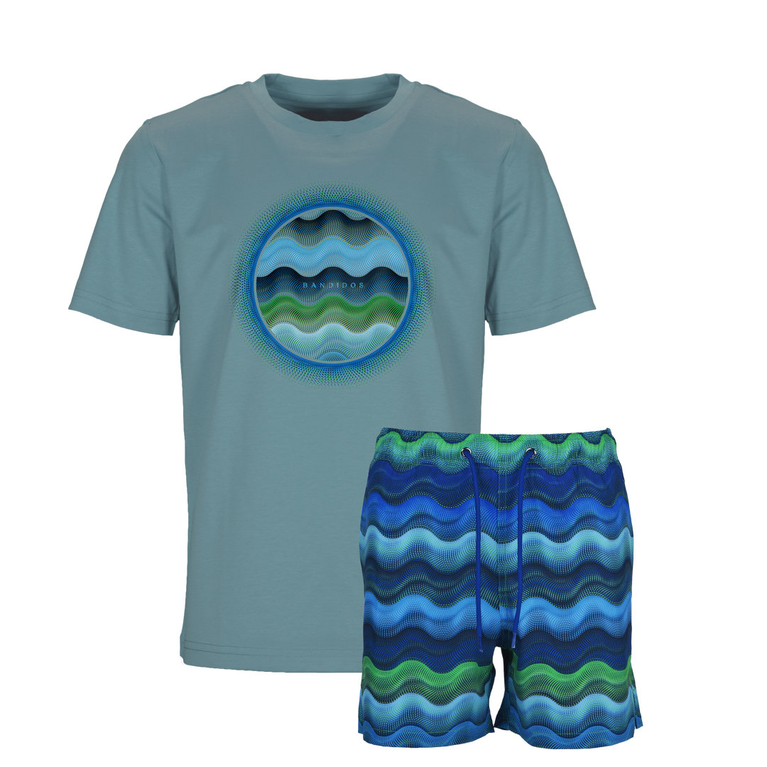 Dot Waves Hawaii Orb - Kids T-Shirt & Swim Short Set