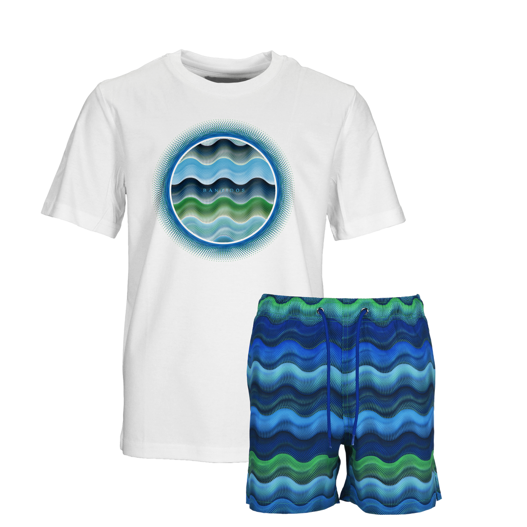 Dot Waves Hawaii Orb - Kids T-Shirt & Swim Short Set