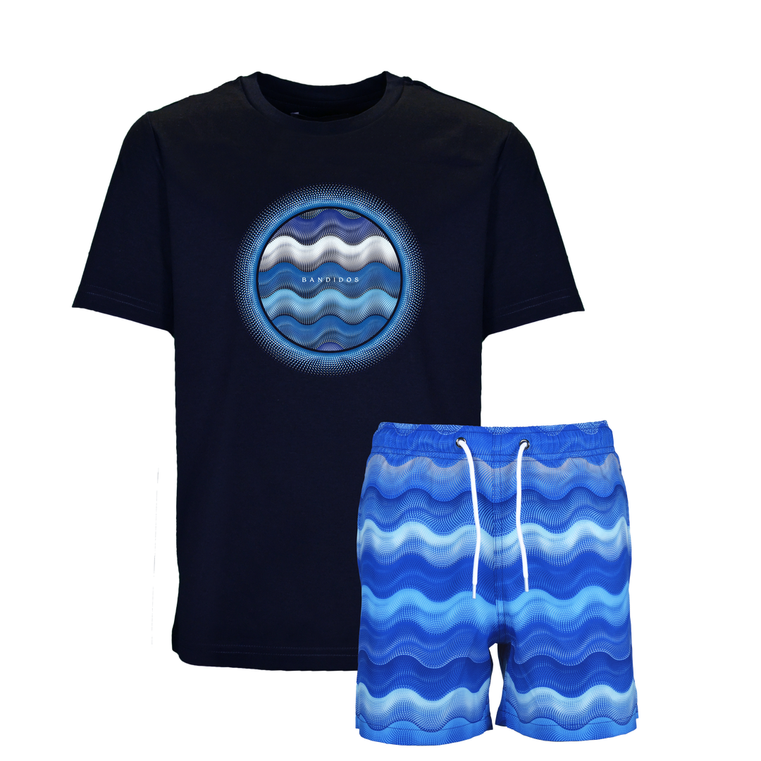Dot Waves Santorini Orb - Kids T-Shirt & Swim Short Set