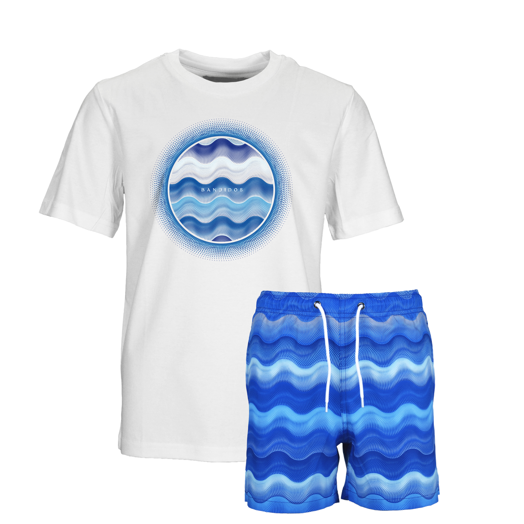 Dot Waves Santorini Orb - Kids T-Shirt & Swim Short Set