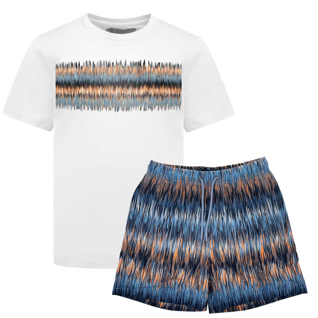 Frequency Orange - Kid's T-shirt & Swim Short Set