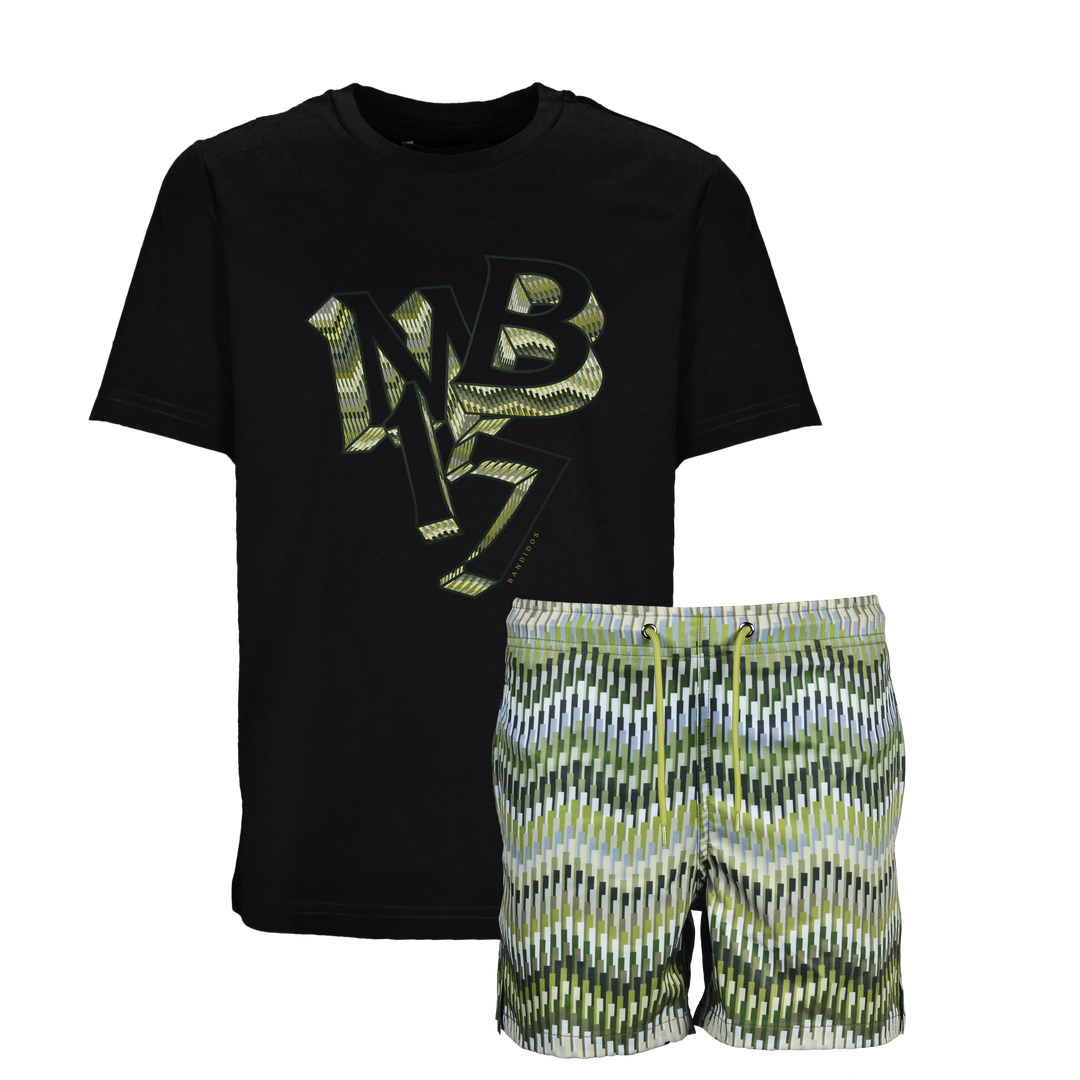 Line Zig Green MB17 - Kid's T-shirt & Swim Short Set