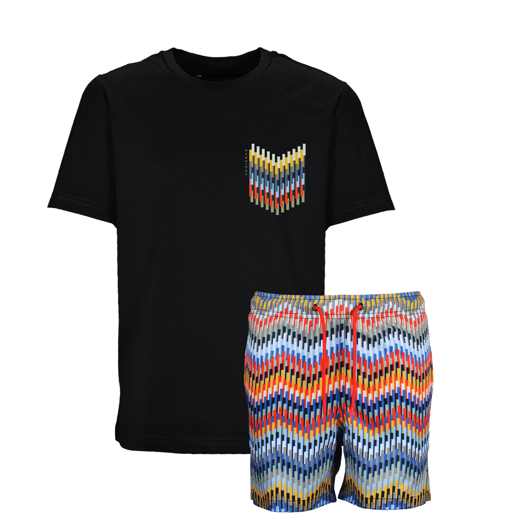 Line Zig Multi Chevron - Kid's T-shirt & Swim Short Set