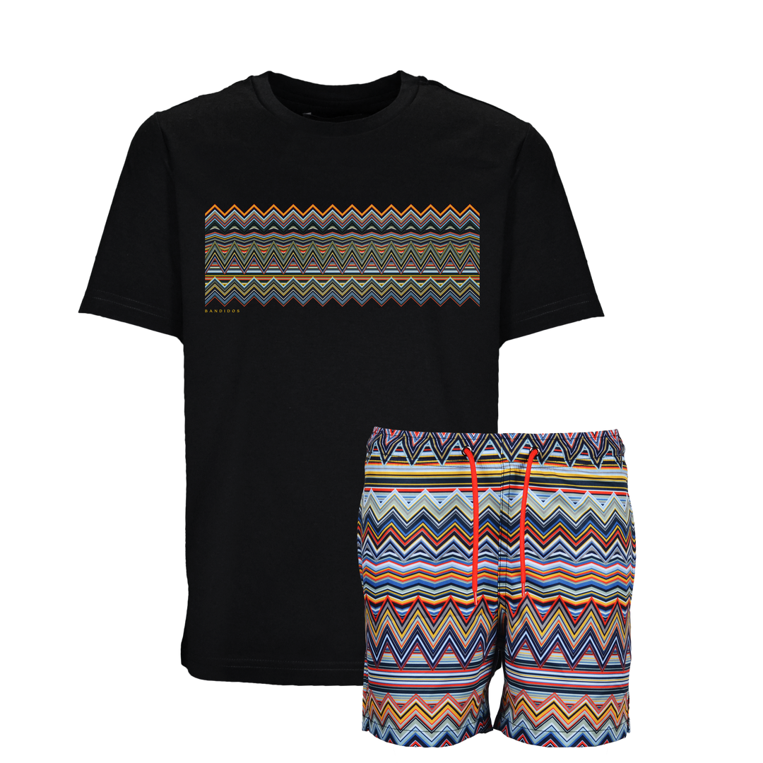 Multi Zig Multi Bar - Kid's T-shirt & Swim Short Set
