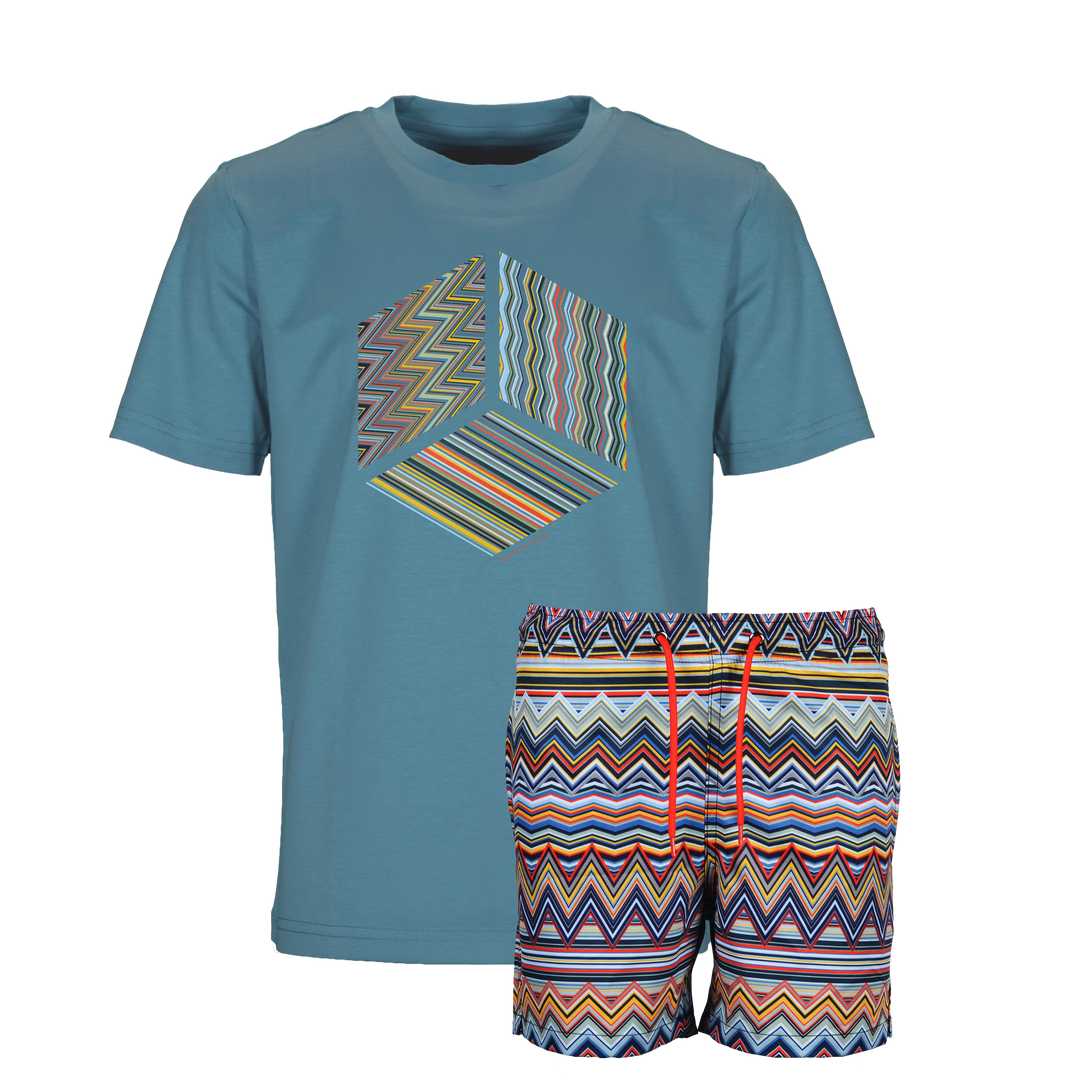 Multi Zig Multi Cube - Kid's T-shirt & Swim Short Set